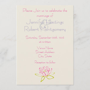 Invitación Boda de Flor de Loto Simple / Nenúfar