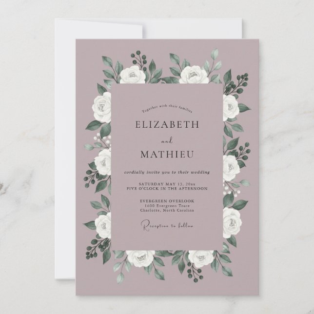 Invitación Boda de Flor de Malva (Anverso)