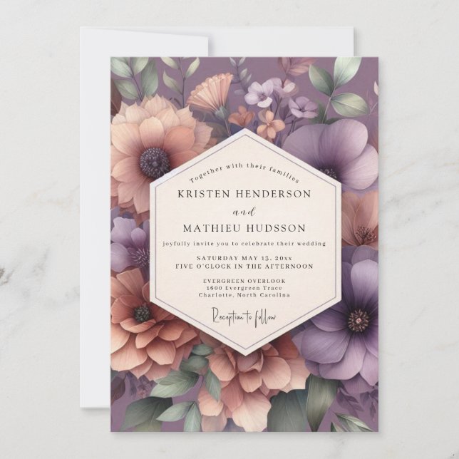 Invitación Boda de Flor de Malva Malhumorada (Anverso)