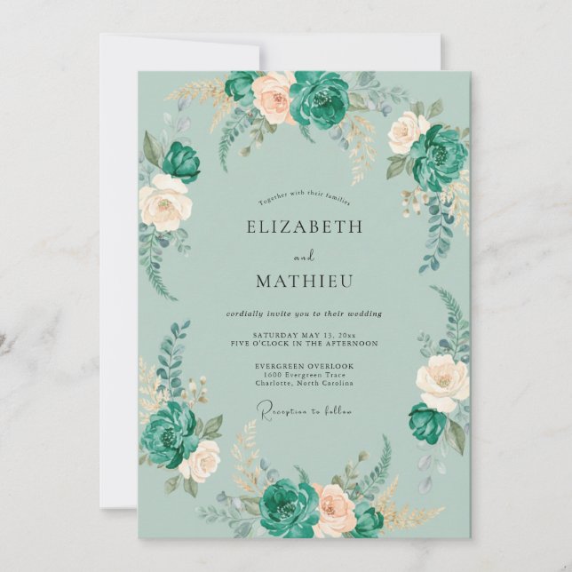 Invitación Boda de Flor de Mar Pintada con Espuma de Mar (Anverso)
