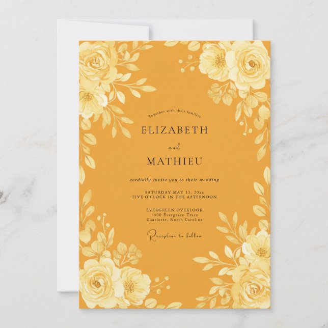 Invitación Boda de Flor de Marigold Eucalipto (Anverso)