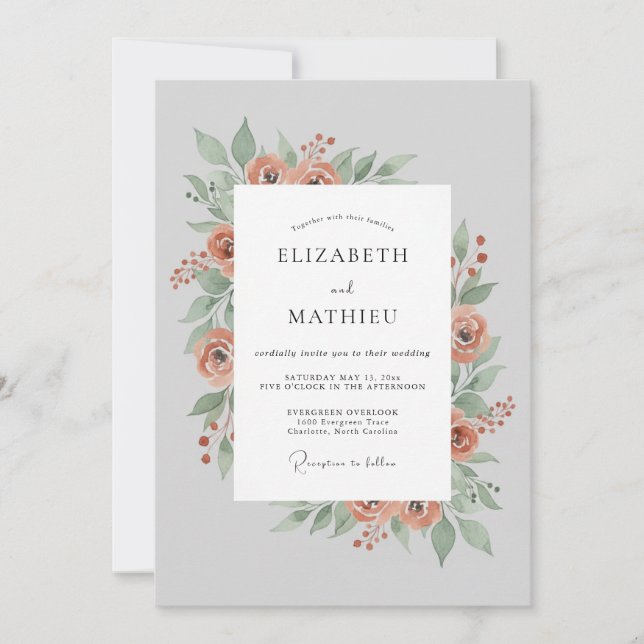 Invitación Boda de Flor de Melocotón Delicada (Anverso)