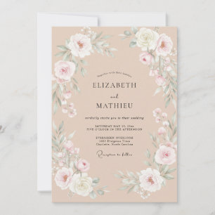 Invitación Boda de Flor de Melocotón Pálido