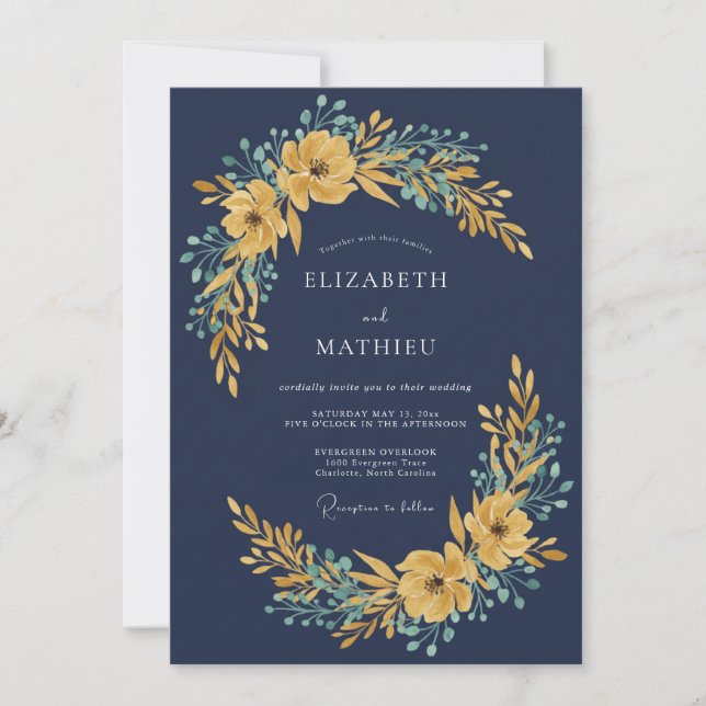 Invitación Boda de flor de oro de la Marina (Anverso)