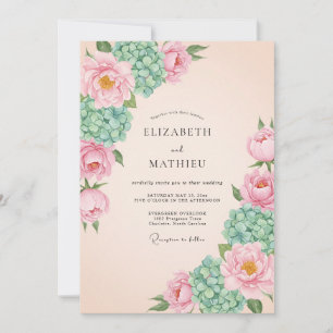 Invitación Boda de Flor de Peonía Coral