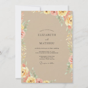 Invitación Boda de Flor de Peonía Tostada