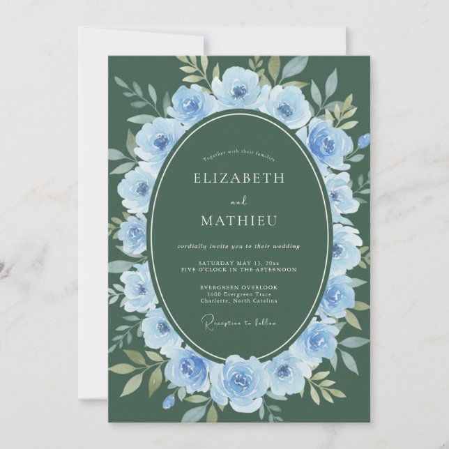 Invitación Boda de flor de pervinca cazadora (Anverso)
