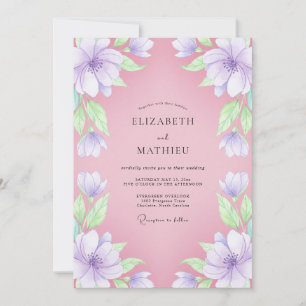 Invitación Boda de flor de pétalo suave de lavanda