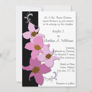Invitación Boda de Flor de Pink Black Periwinkle