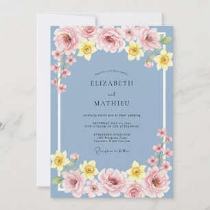 Invitación Boda de Flor de Primavera Alegre de Periwinkle