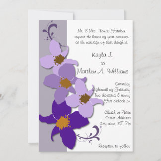 Invitación Boda de Flor de Púrpura Blanco Periwinkle