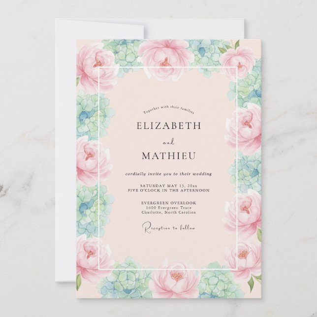 Invitación Boda de Flor de Rosa (Anverso)