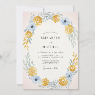 Invitación Boda de Flor de Rosa Azul Celeste