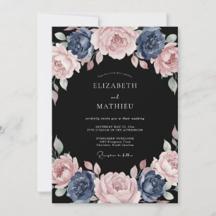 Invitación Boda de Flor de Rosa Azul Polvoriento
