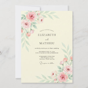 Invitación Boda de flor de rosa cremosa