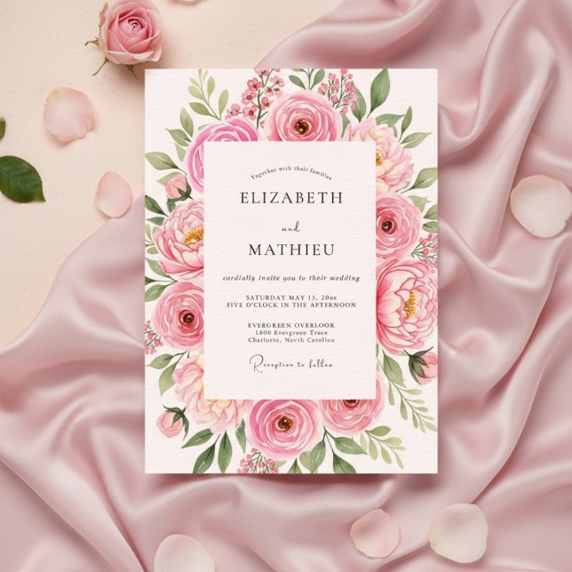 Invitación Boda de Flor de Rosa Rosa (Subido por el creador)