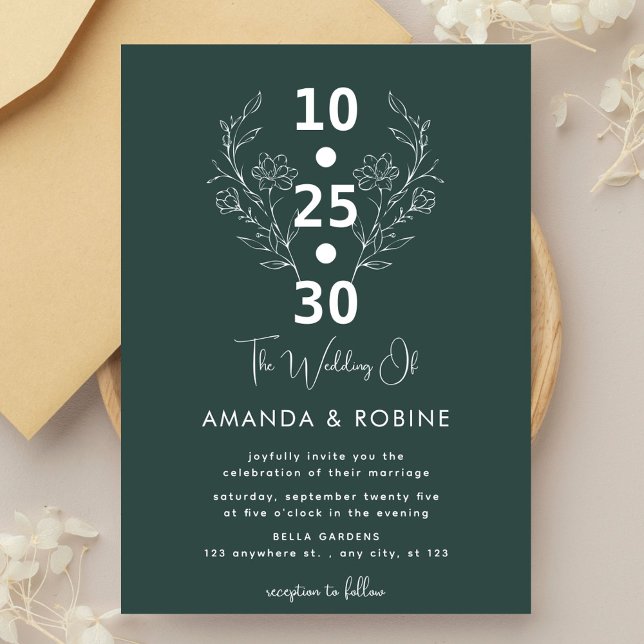 Invitación Boda de flor de sabio verde moderno (Subido por el creador)