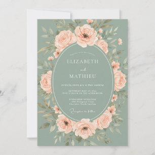 Invitación Boda de Flor de Salsa Verde Floreciente