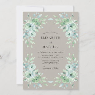 Invitación Boda de Flor de Seda Verde