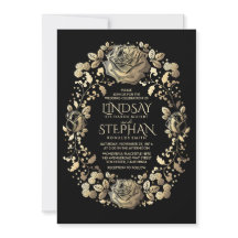 Boda de flor de vintage negro y dorado