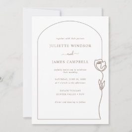 Invitación Boda de flor del Rosa de dibujo de línea