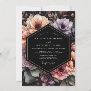 Invitación Boda de Flor Dramática de Ciruela y Melocotón