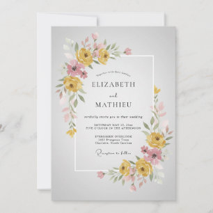 Invitación Boda de Flor Elegante Amarilla