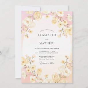 Invitación Boda de Flor Encantadora Rosa Pálido