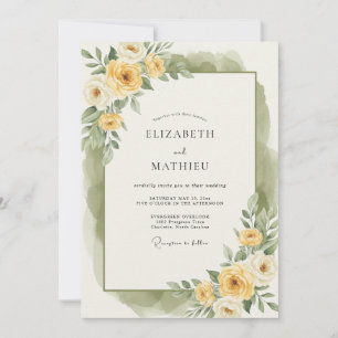 Invitación Boda de Flor Etérea Amarilla