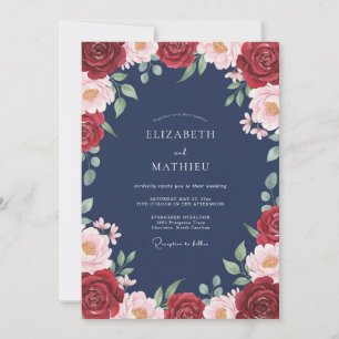 Invitación Boda de Flor Éterea Carmesí