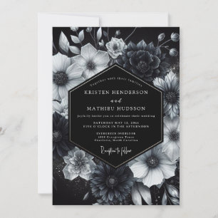 Invitación Boda de Flor Éterea Negra