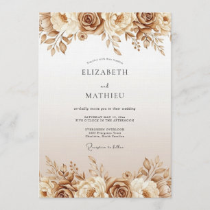Invitación Boda de Flor Etérea Ocre