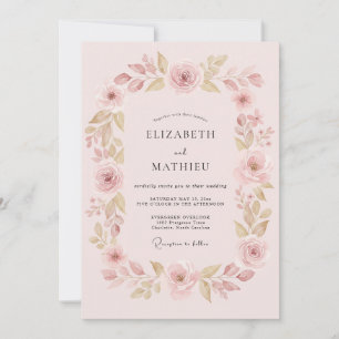 Invitación Boda de Flor Etérea Rosa Pálido
