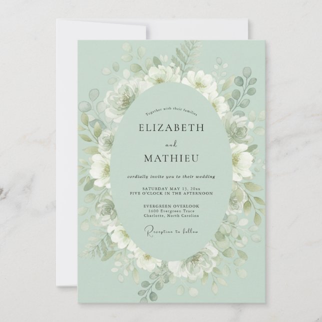 Invitación Boda de flor etérea salvia (Anverso)