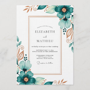 Invitación Boda de Flor Etérea Teal