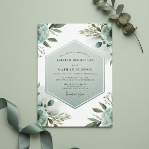 Invitación Boda de Flor Etérea Teal