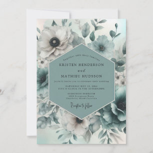 Invitación Boda de Flor Etérea Teal