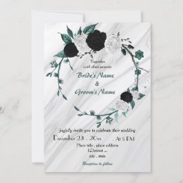 Invitación boda de flor floral azul verde azulado y blanco ne