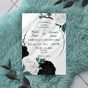 Invitación boda de flor floral azul verde azulado y blanco ne