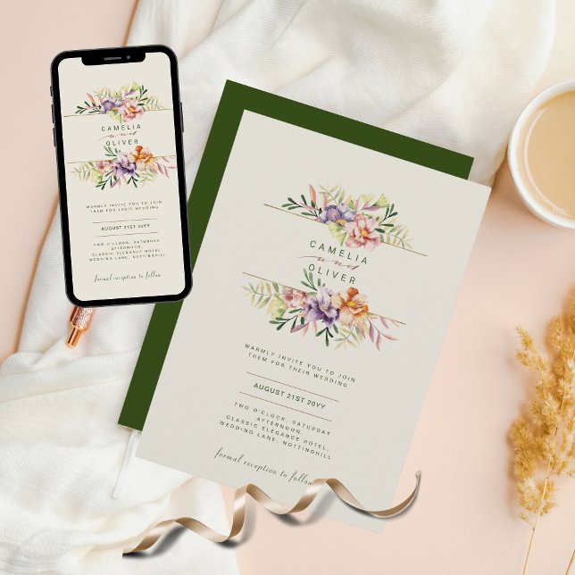 Invitación Boda de Flor Floral de Boho de verano LeahG Spring (Subido por el creador)