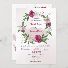 Invitación boda de flor floral mauve rosa romántico