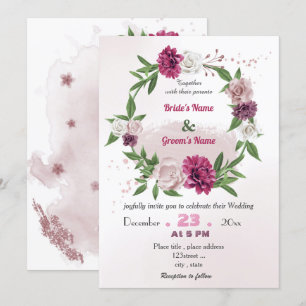 Invitación boda de flor floral mauve rosa romántico