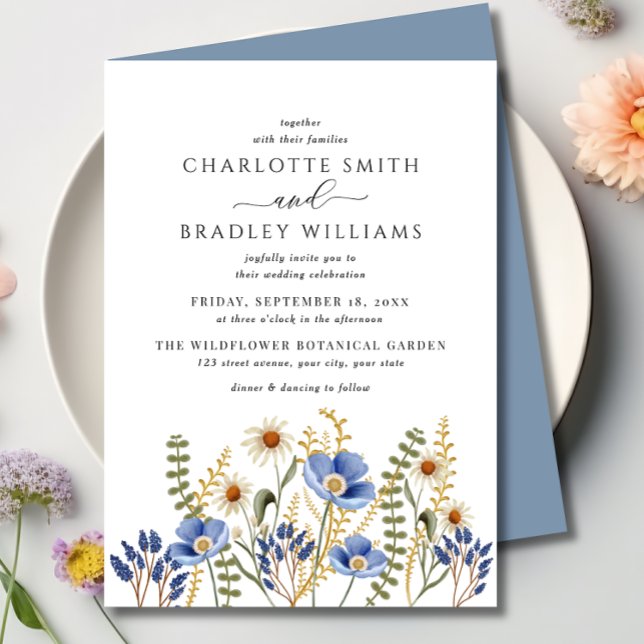 Invitación Boda de Flor Floral Periwinkle (Subido por el creador)