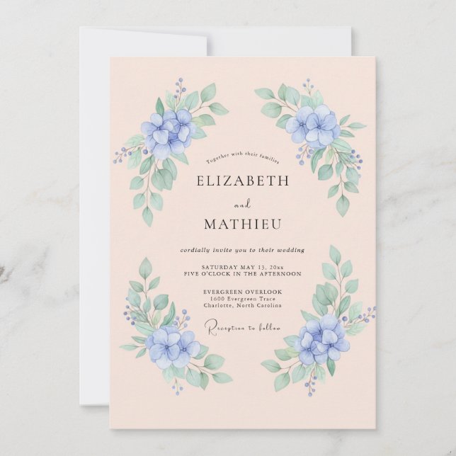 Invitación Boda de Flor Gentil de Vinca menor (Anverso)