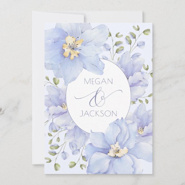 Invitación Boda de flor morada suave (Anverso)