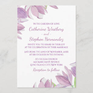 Invitación Boda de flor morado de color agua