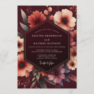 Invitación Boda de Flor Nocturna de Borgoña