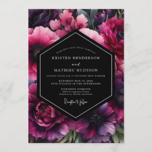 Invitación Boda de Flor Nocturna Fucsia