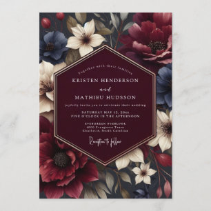 Invitación Boda de Flor Nocturna Granate
