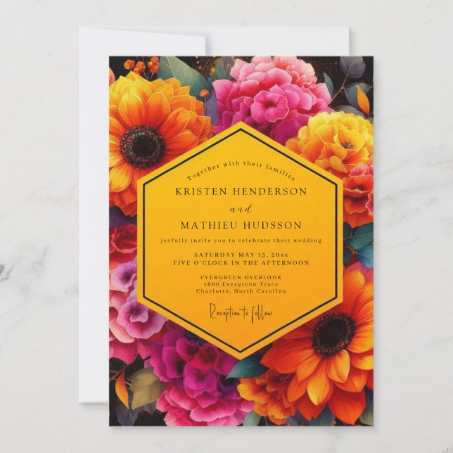 Invitación Boda de Flor Ochre en Flor (Anverso)